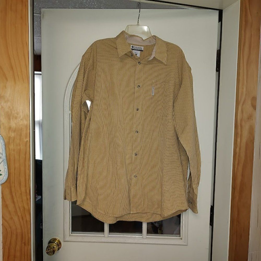 Columbia Yellow Checked Long Sleeved Button Down Shirt Size Men's XL